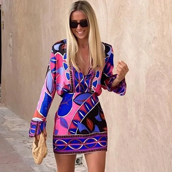 Zara Top Pucci Style Printed Blouse Size XS • BLOGGER FAVORITE •NEW WITH TAGS • - Picture 4 of 16